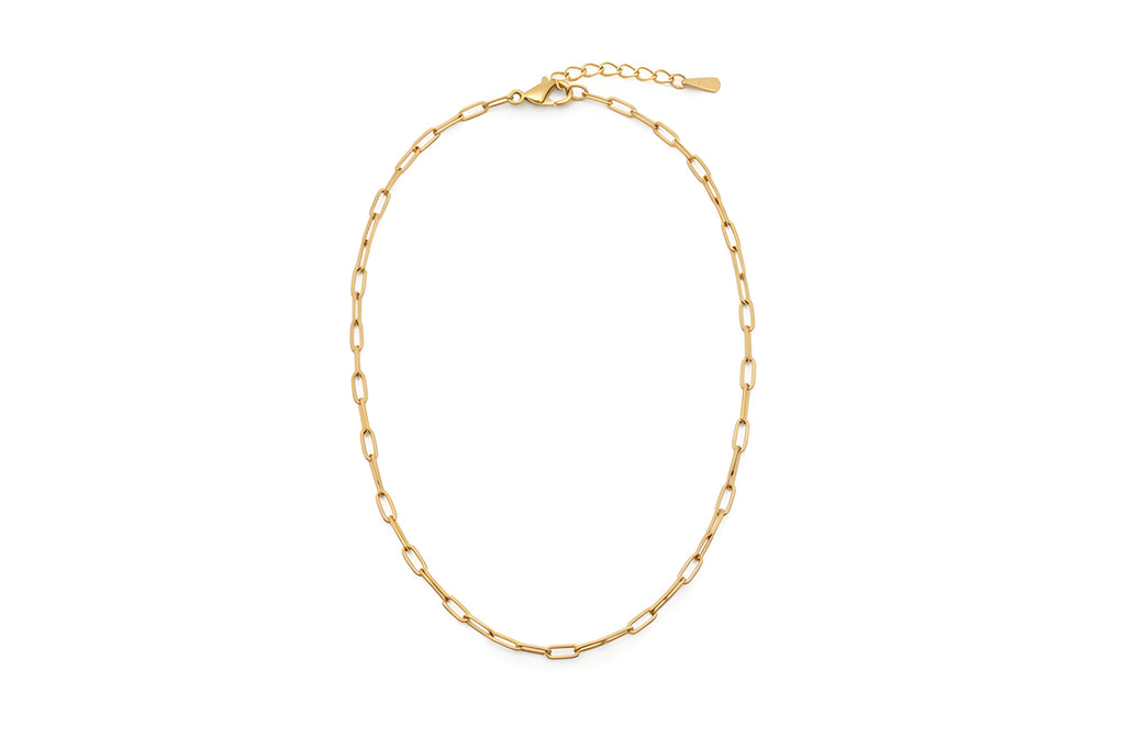 Collier charms maille rectangulaire fine